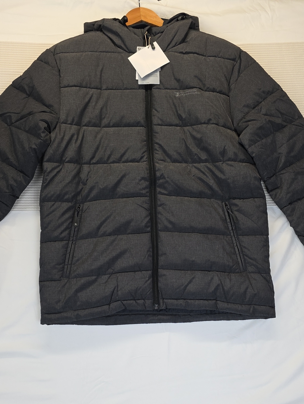 Mountain Warehouse Men's Hooded Puffer Jacket in Dark Charcoal Medium